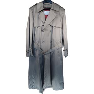 Vintage London Fog Towne Trench Coat 40L Mens Khaki Tan Brown Pile Liner 40 Long